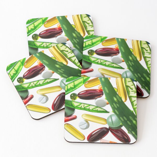 Item preview, Aloe vera leaves and various capsules on white background, AI Generated designed and sold by dvoevnore.