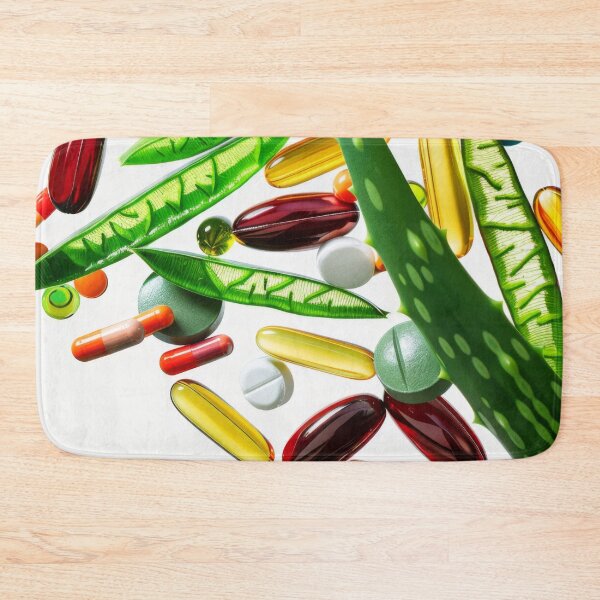 Item preview, Aloe vera leaves and various capsules on white background, AI Generated designed and sold by dvoevnore.
