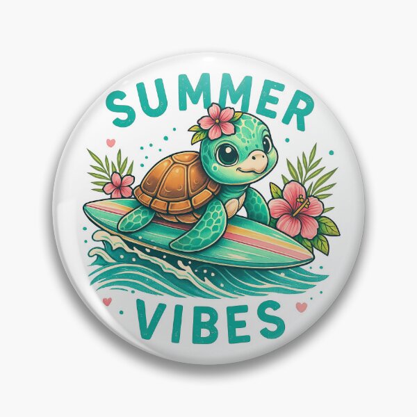 Item preview, Cute Surfing Turtle with Summer Vibes Text designed and sold by ArtfulWeave.