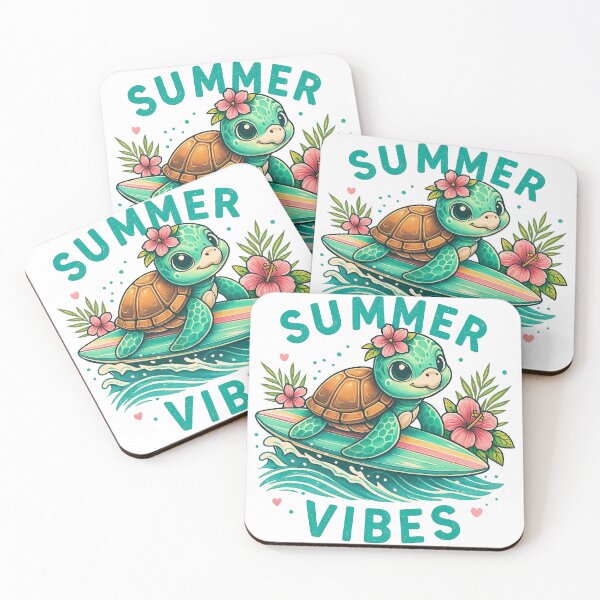 Item preview, Cute Surfing Turtle with Summer Vibes Text designed and sold by ArtfulWeave.
