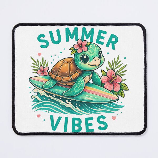Item preview, Cute Surfing Turtle with Summer Vibes Text designed and sold by ArtfulWeave.