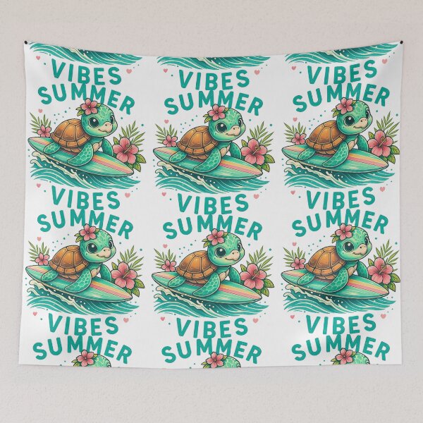 Item preview, Cute Surfing Turtle with Summer Vibes Text designed and sold by ArtfulWeave.
