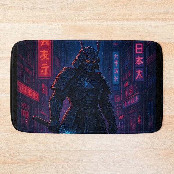 Item preview, Urban Samurai – Cyberpunk Japanese Warrior Neon City T-Shirt Design designed and sold by HAFIZ-DP.