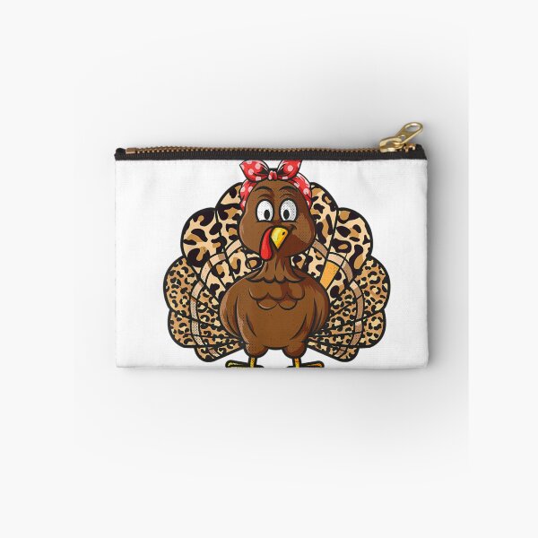 Item preview, Cute Funny Turkey Girl With Pin-Up Bandana and Leopard Print Tail Feathers designed and sold by Suzu Comena.