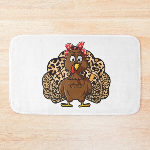 Item preview, Cute Funny Turkey Girl With Pin-Up Bandana and Leopard Print Tail Feathers designed and sold by Suzu Comena.