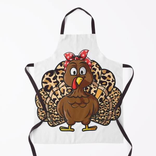 Item preview, Cute Funny Turkey Girl With Pin-Up Bandana and Leopard Print Tail Feathers designed and sold by Suzu Comena.