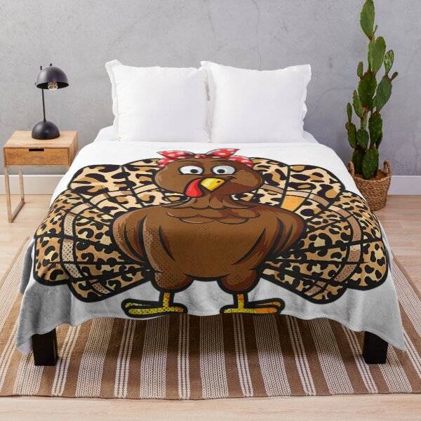 Item preview, Cute Funny Turkey Girl With Pin-Up Bandana and Leopard Print Tail Feathers designed and sold by Suzu Comena.