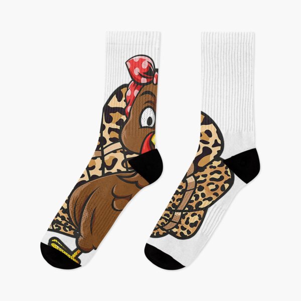 Item preview, Cute Funny Turkey Girl With Pin-Up Bandana and Leopard Print Tail Feathers designed and sold by Suzu Comena.