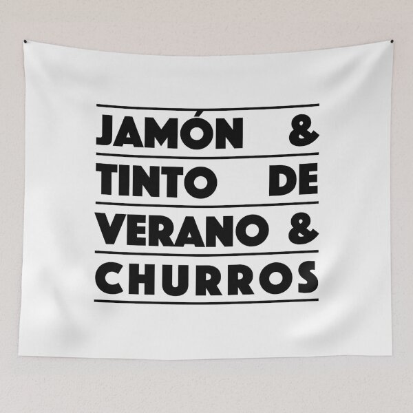 Item preview, Jamón & Tinto de Verano & Churros — Classic Spanish Trio Typography Design (Black) designed and sold by didijuca.