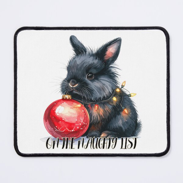 Item preview, Black lionhead rabbit wrapped with Christmas lights, Christmas tree ornament, naughty list designed and sold by LiskoDesign.