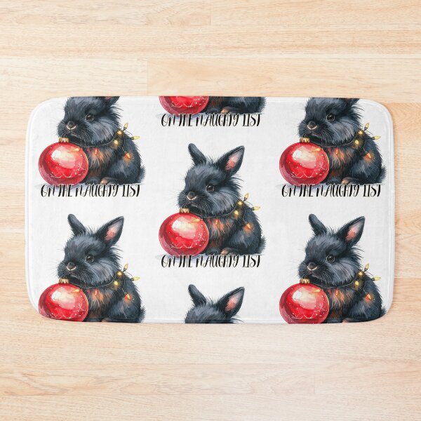 Item preview, Black lionhead rabbit wrapped with Christmas lights, Christmas tree ornament, naughty list designed and sold by LiskoDesign.