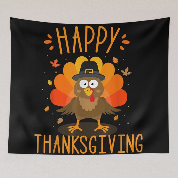 Item preview, Cute Cartoon Turkey Wearing Pilgrim Hat Happy Thanksgiving Simple Art designed and sold by Nannythenimfa.
