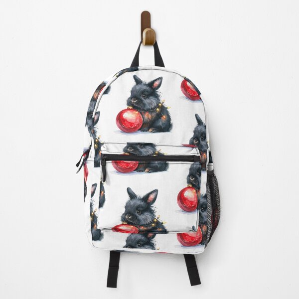 Item preview, Black lionhead rabbit wrapped with Christmas lights, Christmas tree ball designed and sold by LiskoDesign.