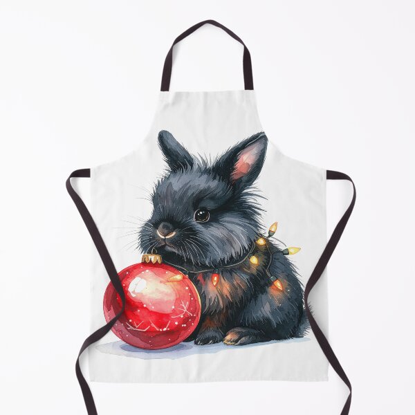 Item preview, Black lionhead rabbit wrapped with Christmas lights, Christmas tree ball designed and sold by LiskoDesign.