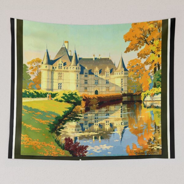Item preview, Vintage Art Deco Travel Poster | Chemins de Fer de Paris à Orléans & de l'État | Château d'Azay-le-Rideau Loire Valley designed and sold by artofuniverse.