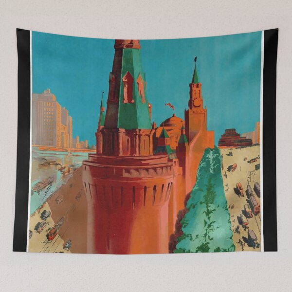 Item preview, Vintage Moscow Travel Poster | Soviet Era Art | Kremlin & Intourist Sightseeing | Mid 20th Century Constructivist Style designed and sold by artofuniverse.