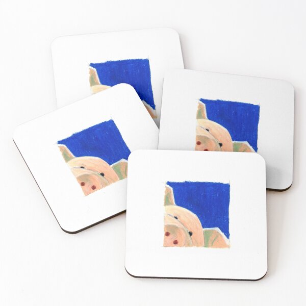 Item preview,  Funny pink pig on a blue background sticking its head to the frame designed and sold by Kyvar.