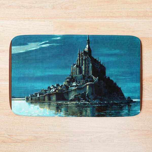 Item preview, Vintage Mont Saint-Michel Travel Poster | Historic France Art | Chemins de Fer de l'État Railway | Gothic Nocturnal Scene designed and sold by artofuniverse.