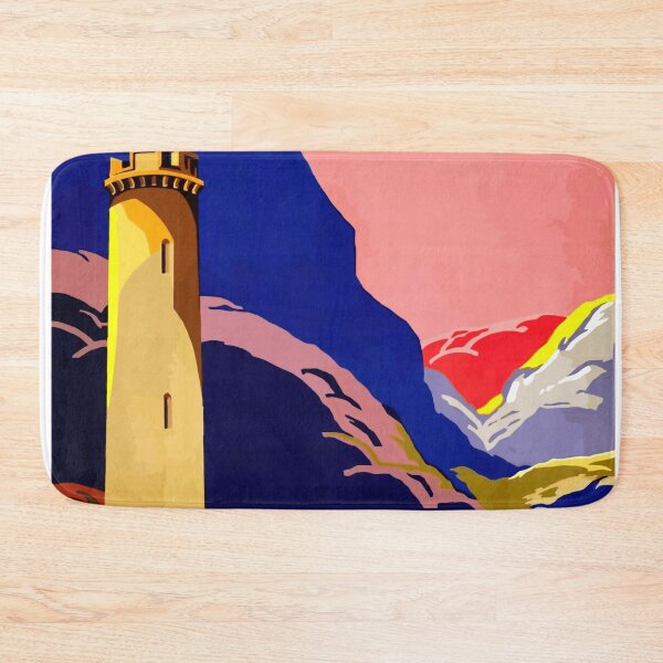 Item preview, Vintage Scotland Travel Poster | Art Deco Style | SMT Bus & Glenfinnan Monument | Bold Colors | Scenic Landscape designed and sold by artofuniverse.