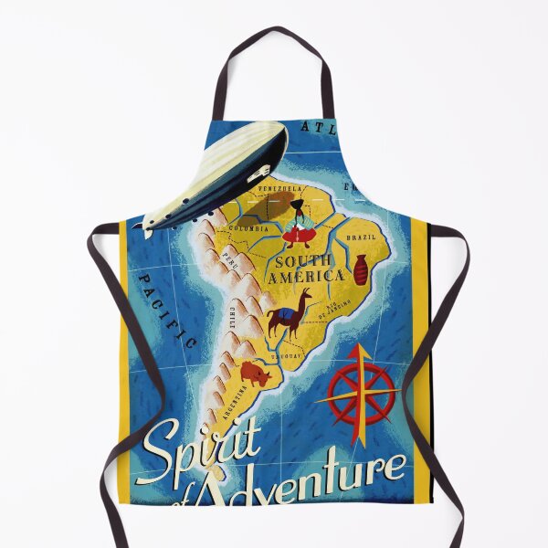 Item preview, Vintage South America Map Poster | Spirit of Adventure | Retro Travel Art | New York to Venezuela Decor | Airship & Culture designed and sold by artofuniverse.