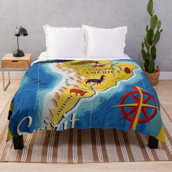 Item preview, Vintage South America Map Poster | Spirit of Adventure | Retro Travel Art | New York to Venezuela Decor | Airship & Culture designed and sold by artofuniverse.