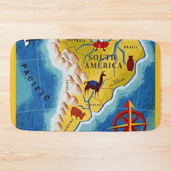 Item preview, Vintage South America Map Poster | Spirit of Adventure | Retro Travel Art | New York to Venezuela Decor | Airship & Culture designed and sold by artofuniverse.