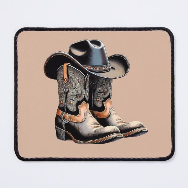 Item preview, Western aesthetic with cowboy boots in western sunset graphic design print designed and sold by Clara Fruggeri.