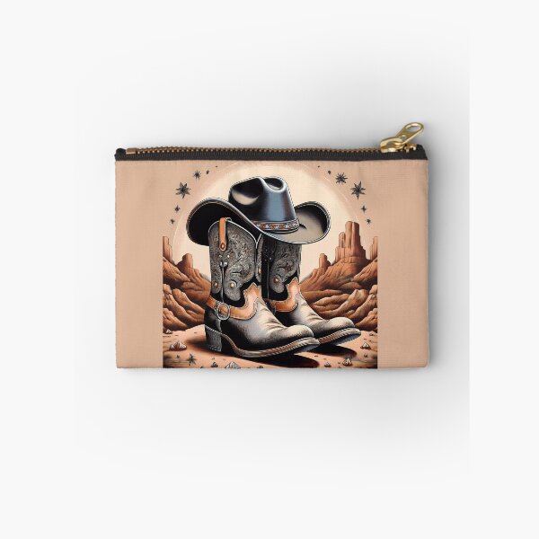 Item preview, Western aesthetic with cowboy boots in western sunset graphic design print designed and sold by Clara Fruggeri.