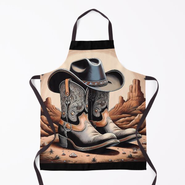 Item preview, Western aesthetic with cowboy boots in western sunset graphic design print designed and sold by Clara Fruggeri.