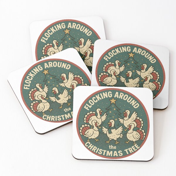 Item preview, Flocking Around The Christmas Tree - Xmas Festive Turkeys Cartoon designed and sold by WildeAboutTees.