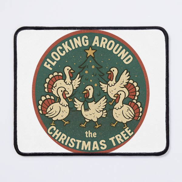 Item preview, Flocking Around The Christmas Tree - Xmas Festive Turkeys Cartoon designed and sold by WildeAboutTees.