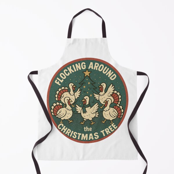 Item preview, Flocking Around The Christmas Tree - Xmas Festive Turkeys Cartoon designed and sold by WildeAboutTees.