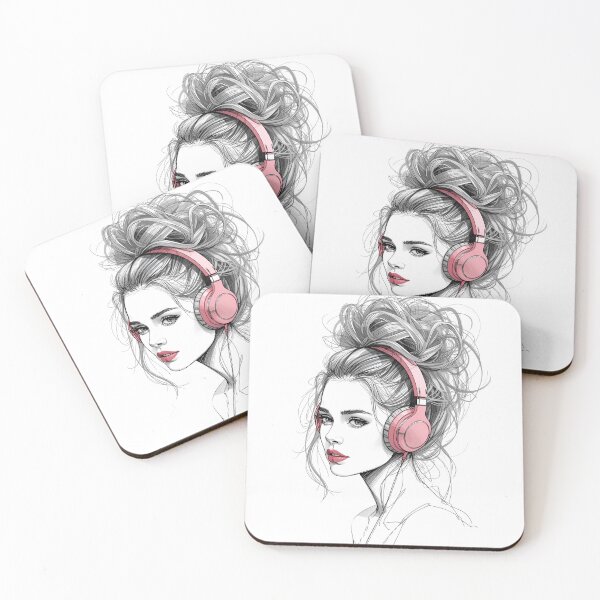 Item preview, Sketch Art Woman with Pink Highlight designed and sold by Fabricbella.