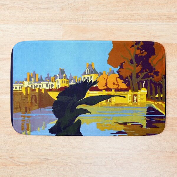 Item preview, Vintage Art Deco Travel Poster | Fontainebleau & Avon | Bold Colors  Elegant Design | Mid-20th Century Wall Art designed and sold by artofuniverse.