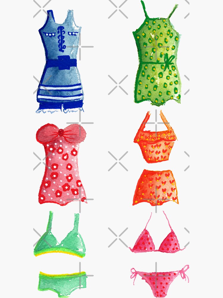 "Evolution of the swimsuit" Sticker for Sale by idriera Redbubble