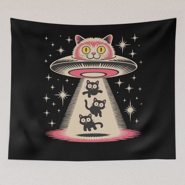 Item preview, Alien Cat Abduction – UFO and Black Cats Funny Sci-Fi Design designed and sold by T-Chou.