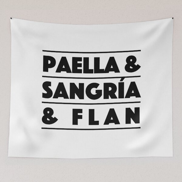 Item preview, Paella & Sangría & Flan — Spain Edition – Food Lovers Typography Design (black) designed and sold by didijuca.