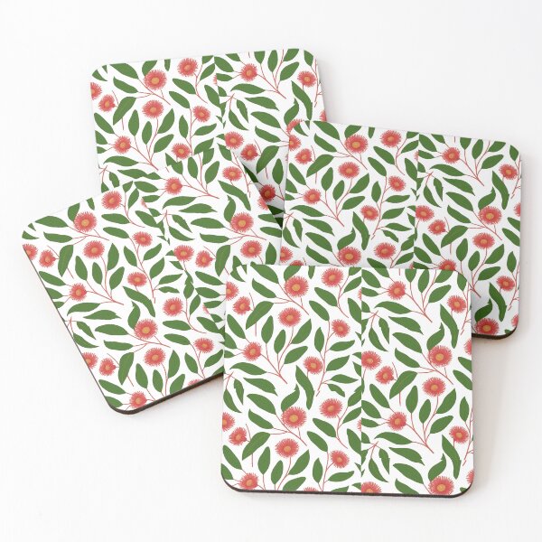 Item preview, Australian Eucalyptus Blossom Pattern – Vibrant Red Gum Flowers & Green Leaves  designed and sold by GraceCreation.