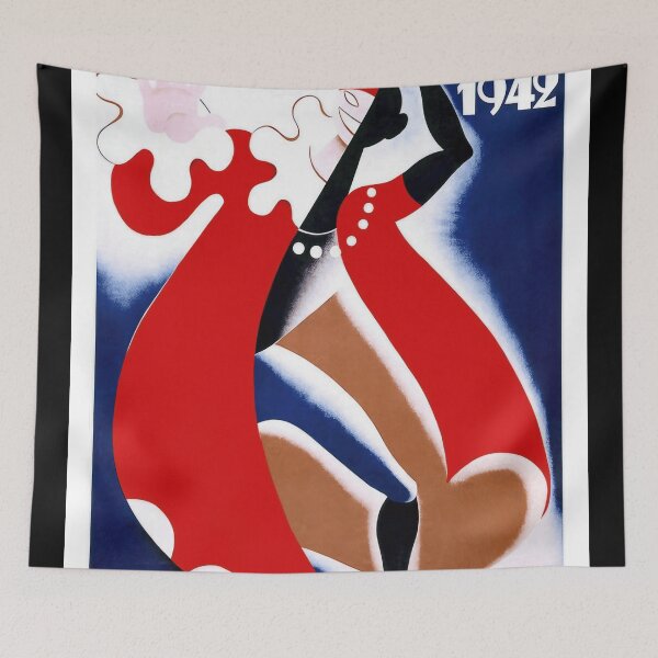 Item preview, Vibrant Art Deco Poster | 1942 Montevideo Carnival | Bold Colors & Dynamic Style | Historic Celebration Print designed and sold by artofuniverse.