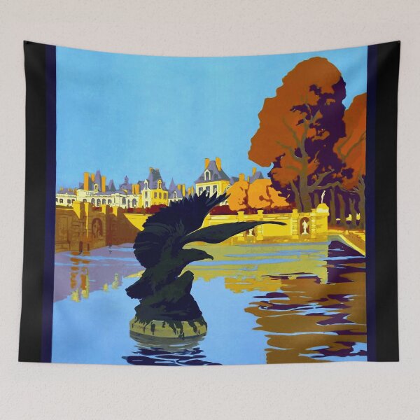 Item preview, Vintage Art Deco Travel Poster | Fontainebleau & Avon | Bold Colors  Elegant Design | Mid-20th Century Wall Art designed and sold by artofuniverse.