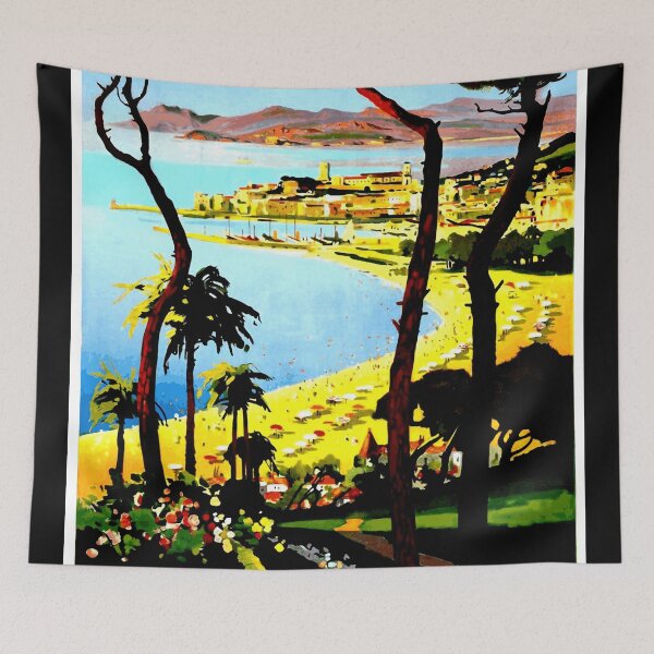 Item preview, Vintage Cannes Travel Poster | French Riviera Art Print | Côte d'Azur Decor | Summer & Winter Beach Scene | Colorful Retro Wall Art designed and sold by artofuniverse.