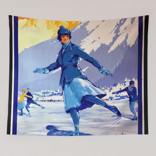 Item preview, Vintage Chamonix-Mont Blanc Travel Poster | Art Deco Style | Winter Sports & Ice Skating | Paris-Lyon-Mediterranee Railway designed and sold by artofuniverse.