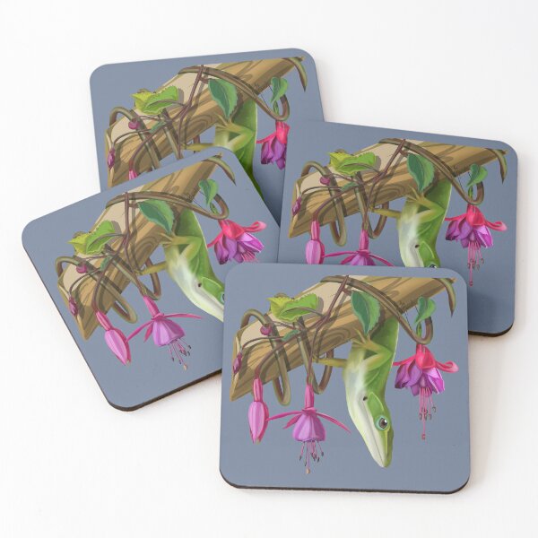 Item preview, Anole in the Fuchsias—hanging around designed and sold by ArtbyMparrish .