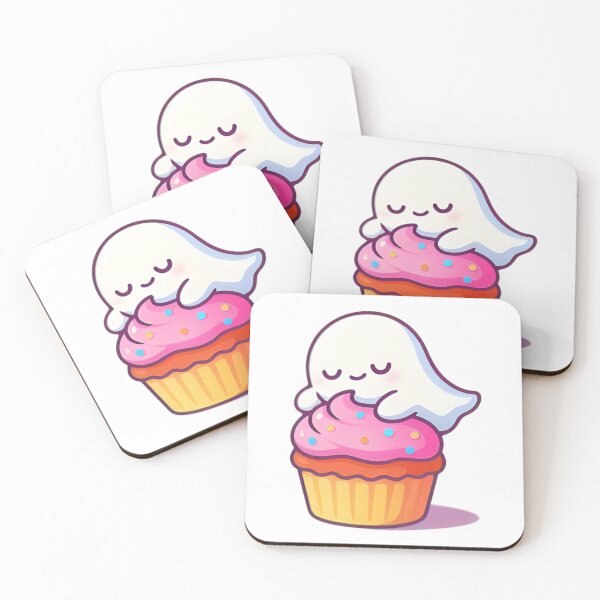 Item preview, Tiny Ghost Sleeping on Cupcake – Kawaii Halloween Sticker Art designed and sold by jutharat456.
