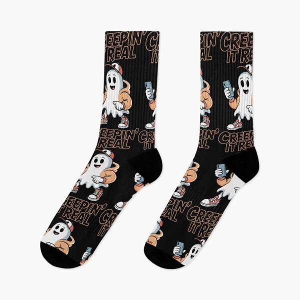 Item preview, Creepin’ It Real – Cool Ghost with Sneakers and Phone Halloween Design designed and sold by T-Chou.