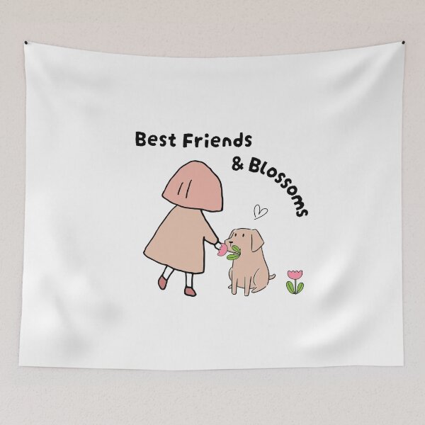 Item preview, Best Friends & Blossoms – Cute Dog Giving Flower to Girl Pastel Design designed and sold by TheBeeKindSpace.