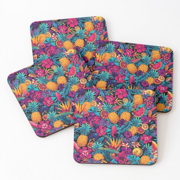 Item preview, Neon Tropical Fruit and Flower Pattern - Pineapple Watermelon Hibiscus Summer Print designed and sold by Esterlane.