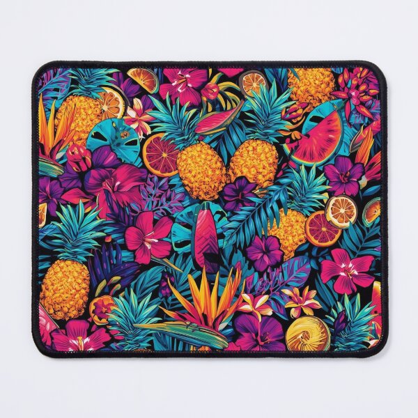 Item preview, Neon Tropical Fruit and Flower Pattern - Pineapple Watermelon Hibiscus Summer Print designed and sold by Esterlane.