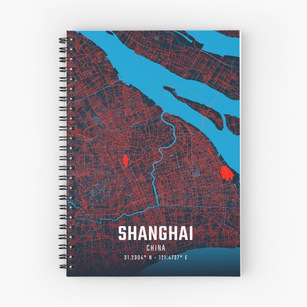 Item preview, Shanghai Red & Blue Minimalist Map designed and sold by HomeLivingCo.