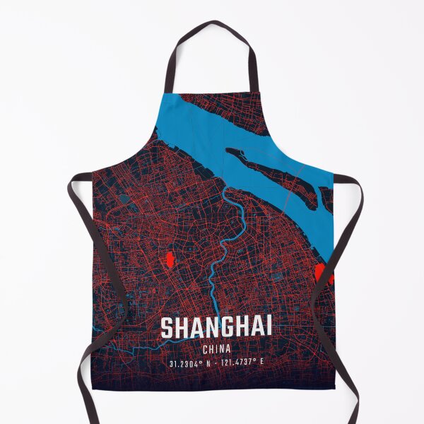 Item preview, Shanghai Red & Blue Minimalist Map designed and sold by HomeLivingCo.